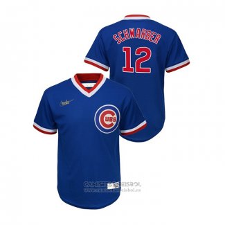 Camiseta Beisbol Nino Chicago Cubs Kyle Schwarber Cooperstown Collection Road Azul