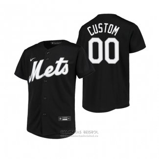 Camiseta Beisbol Nino New York Mets Personalizada Replica Negro